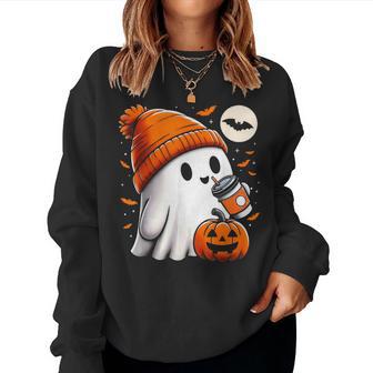 Halloween For Ghost Drinking Coffee Halloween Women Sweatshirt - Thegiftio UK