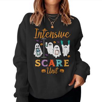 Halloween Icu Nurse Intensive Scare Unit Scrub Top Men Women Sweatshirt - Thegiftio UK