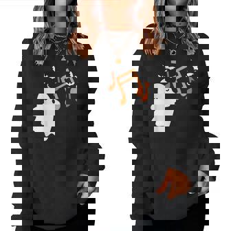 Halloween Music Note Ghost Teacher Fall Musical Instrument Women Sweatshirt - Monsterry