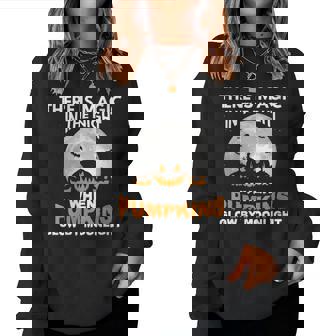 Halloween Pumpkins Magic In The Night Glow By Moonlight Women Sweatshirt - Monsterry
