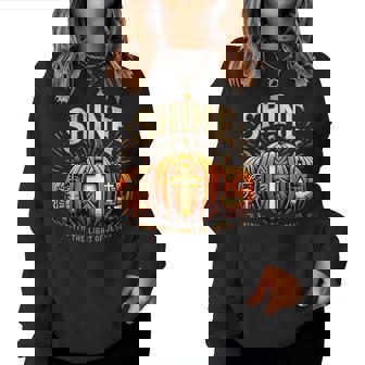 Halloween Scary Pumpkin Shine With Light Of Jesus Christian Women Sweatshirt - Monsterry