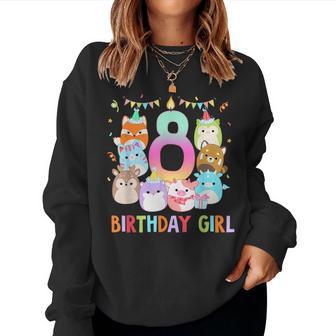 Happy 8Th Birthday Squish Squad Mallow Girls 8 Year Old Women Sweatshirt - Thegiftio UK