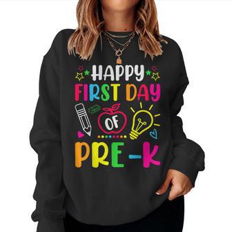 Happy First Day Of Pre-K Preschool Back To School Teacher Women Sweatshirt - Thegiftio UK