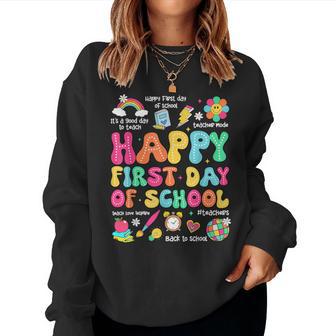 Happy First Day Of School Teacher 1St Back To School Women Sweatshirt - Thegiftio UK