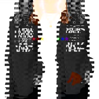 Harris Walz 2024 Lgbtq Gay Pride Rainbow Kamala Harris Women Sweatshirt - Monsterry
