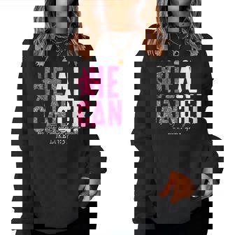 Heal Cancer Believe God Christian Breast Cancer Awareness Women Sweatshirt - Monsterry