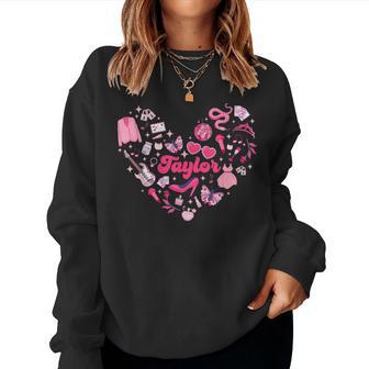 Heart Taylor Things Personalized Name I Love Taylor Girl 70S Women Sweatshirt - Thegiftio UK