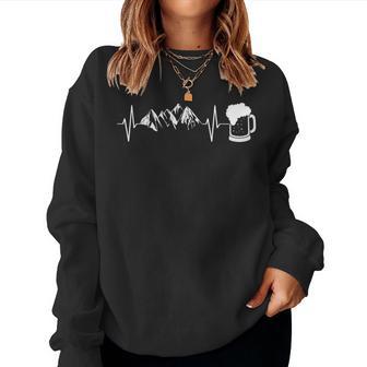 Heartbeat Berge And Beer Beer Drinker Sweatshirt Frauen - Seseable