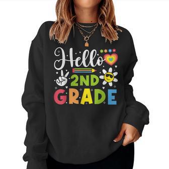Hello Second 2Nd Grade Happy First Day Of School Girls Women Sweatshirt - Thegiftio UK