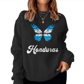 Honduras Flag Proud Butterfly Central America Honduran Roots Women Sweatshirt - Thegiftio UK