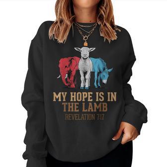 My Hope Is In The Lamb Scripture Elephant Donkey Women Sweatshirt - Thegiftio UK
