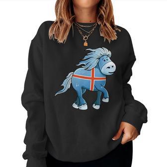 Icelandic Horse Islandpony Tölten Island Flag Sweatshirt Frauen - Geschenkecke