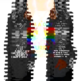 I'm A Gay Furry Rainbow Fox Wolf Fursona Fandom Pride Month Women Sweatshirt - Thegiftio UK