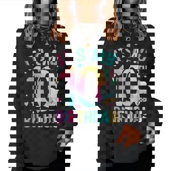 It's My 10Th Birthday Bubble Boba Tea Party 10 Year Old Girl Women Sweatshirt - Thegiftio