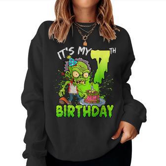 It's My 7Th Birthday Zombie Lover 7 Year Old Boys Girls Women Sweatshirt - Thegiftio UK