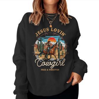 Jesus Lovin' Cowgirl Christian Howdy Western Rodeo Texas Women Sweatshirt - Thegiftio UK
