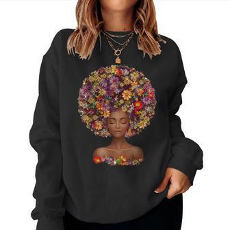 Junenth Black History Afro Flower Hair Women Sweatshirt - Thegiftio UK