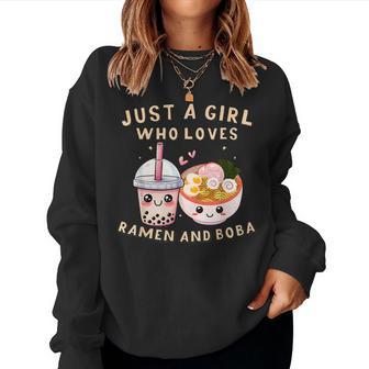 Just A Girl Who Loves Boba Tea And Ramen Bubble Tea Japanese Women Sweatshirt - Thegiftio UK