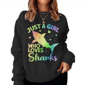 Just A Girl Who Loves Sharks Cute Shark Lover Girls Women Sweatshirt | Seseable UK