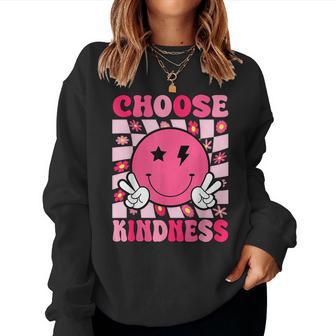 Be Kind Choose Kindness Retro Groovy Inspirational Women Sweatshirt - Thegiftio UK