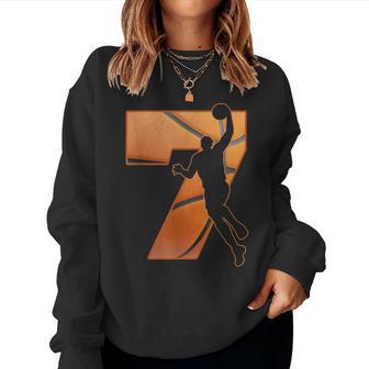 Kinder 7 Jahre Alt 7 Basketball Geburtstag Party Thema Jungen Mädchen Sweatshirt Frauen - Geschenkecke