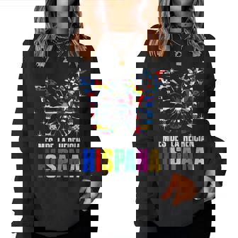 Latinx Countries Flags Mes De La Herencia Hispana Butterfly Women Sweatshirt - Monsterry