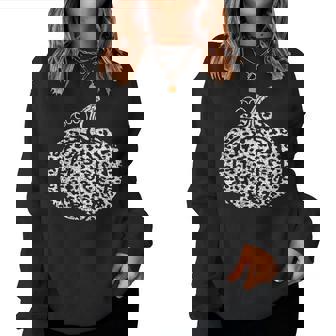 Leopard Print Pumpkin Fall Graphic Trendy Autumn Women's Women Sweatshirt | Mazezy