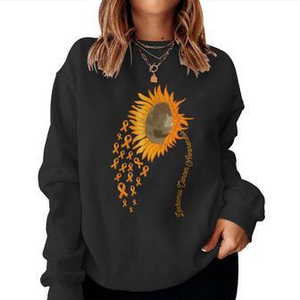 Leukemia Cancer Awareness Sunflower Orange Ribbon Women Sweatshirt - Thegiftio UK