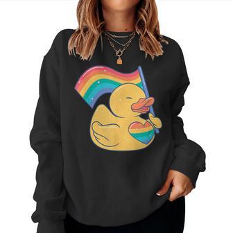 Lgbt Rubber Duck Toy Flag Pride Month Women Sweatshirt - Thegiftio UK