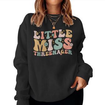 Little Miss Threenager 3Rd Birthday 3 Year Old Girl Women Sweatshirt - Thegiftio UK