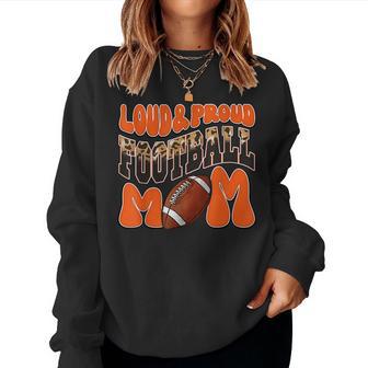 Loud Proud Football Mom Orange Team Leopard Football Mom Women Sweatshirt - Thegiftio UK