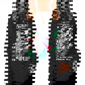 I Love Free Palestine Flag Save Gaza Strip Palestinian Women Sweatshirt - Monsterry