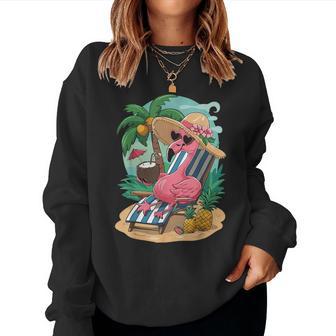 Lustiger Tropischer Rosa Flamingo Hawaii-Sommerparty Sweatshirt Frauen - Geschenkecke