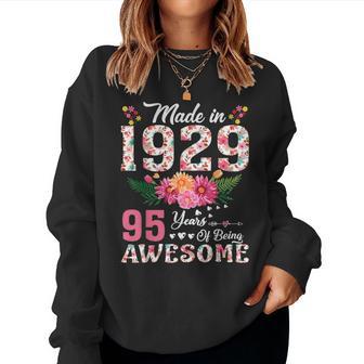 Made In 1929 Floral Vintage 95Th Birthday For Women Women Sweatshirt - Thegiftio UK