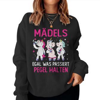 Mädels Egal Was Passiert Pegel Halten Girls' Evening Unicorn S Sweatshirt Frauen - Seseable