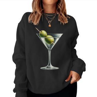Martini Glass Green Olive Bartender Vodka Gin Cocktail Drink Women Sweatshirt - Thegiftio UK