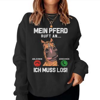 Mein Pferd Ruft An Reiterin Reiter Stall Girls' Sweatshirt Frauen - Geschenkecke