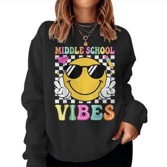 Middle School Vibes Back To School Middle School Teacher Women Sweatshirt - Thegiftio UK