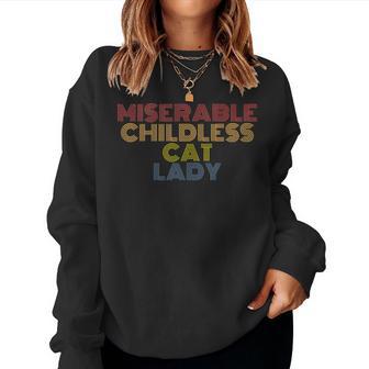 Miserable Childless Cat Lady Retro Vintage Women Sweatshirt - Thegiftio UK