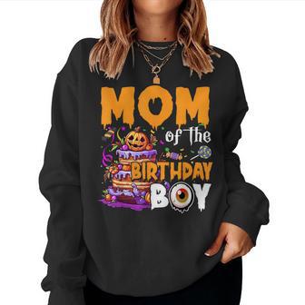 Mom Of The Birthday Boy Halloween Spooky Bday Kid Women Sweatshirt - Thegiftio UK