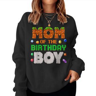 Mom Of The Birthday Boy Pixel Number Video Gamer Women Sweatshirt - Thegiftio UK
