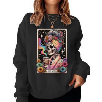 The Mom Tarot Card Messy Bun Coffee Mommy Mama Women Sweatshirt - Thegiftio UK