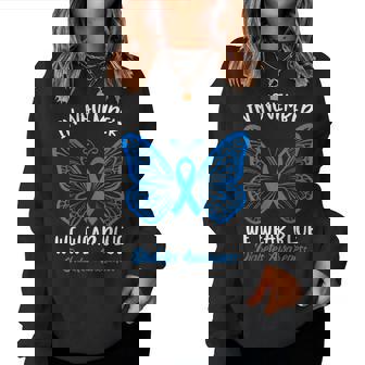 In November We Wear Blue Diabetes Awareness Ribbon Butterfly Women Sweatshirt - Monsterry