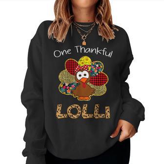 One Thankful Lolli Cute Turkey Thanksgiving Women Sweatshirt - Monsterry