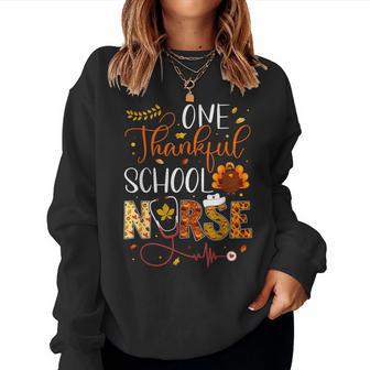 One Thankful School Nurse Thanksgiving Day Nurse Turkey Women Sweatshirt - Monsterry