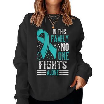 Ovarian Cancer Awareness Month Teal Rainbow Ribbon Women Sweatshirt - Thegiftio UK