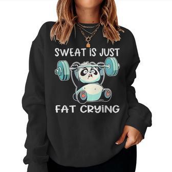 Panda Sweat Is Just Fat Crying Gym Women Sweatshirt - Thegiftio UK