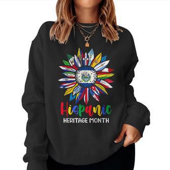 Hispanic Heritage Month El Salvador Flag Sunflower Latino Women Sweatshirt - Thegiftio UK