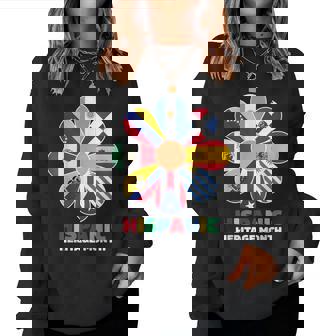 Hispanic Heritage Month Flower Flag All Countries Women Sweatshirt - Monsterry
