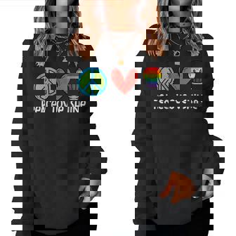 Peace Love Shine Rainbow Flag Pride Ally Gay Lgbtq Month Women Sweatshirt - Monsterry